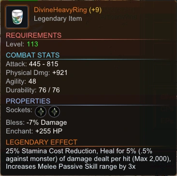 Legendary Heavy Ring item tooltip