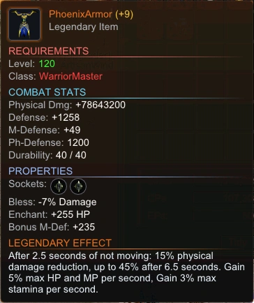 Legendary Warrior Armor item tooltip